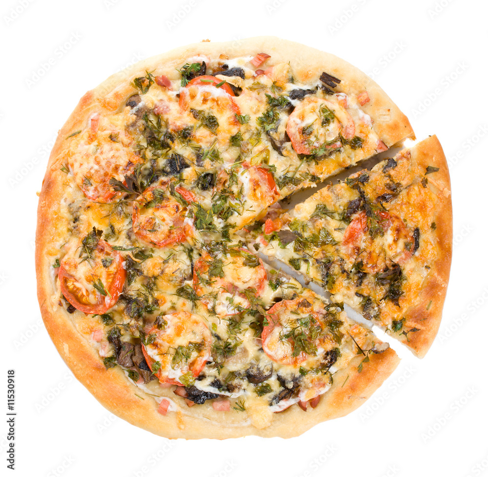 big pizza with forest mushrooms big pizza with forest mushrooms