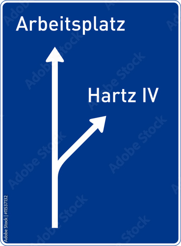Autobahntafel Arbeitsplatz – Hartz IV