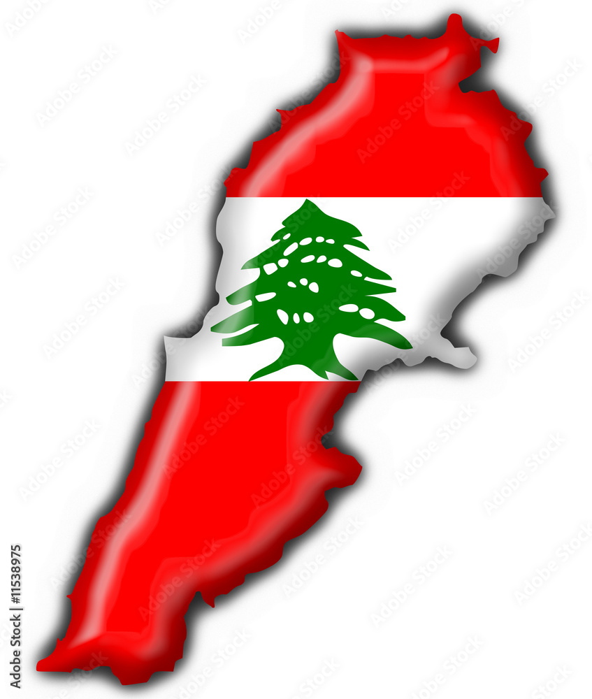 Naklejka premium Lebanon button flag map shape