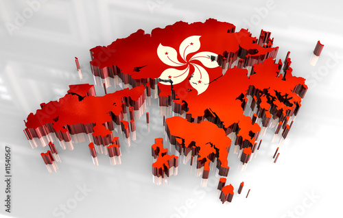 3d map flag of Hong Kong