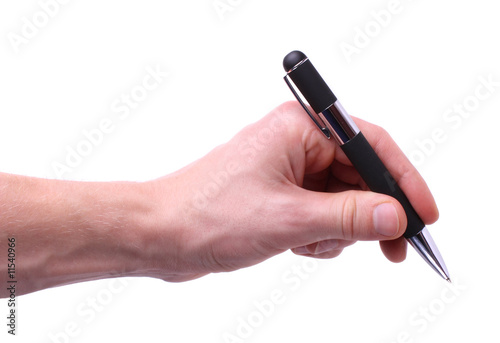 Hand holding black luxury pen
