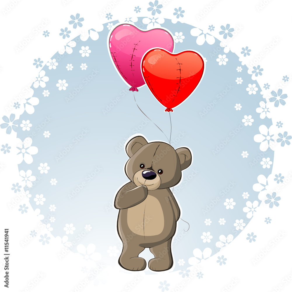 Fototapeta premium Teddy bear on a flower background