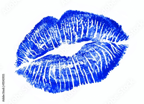 Blue lip print