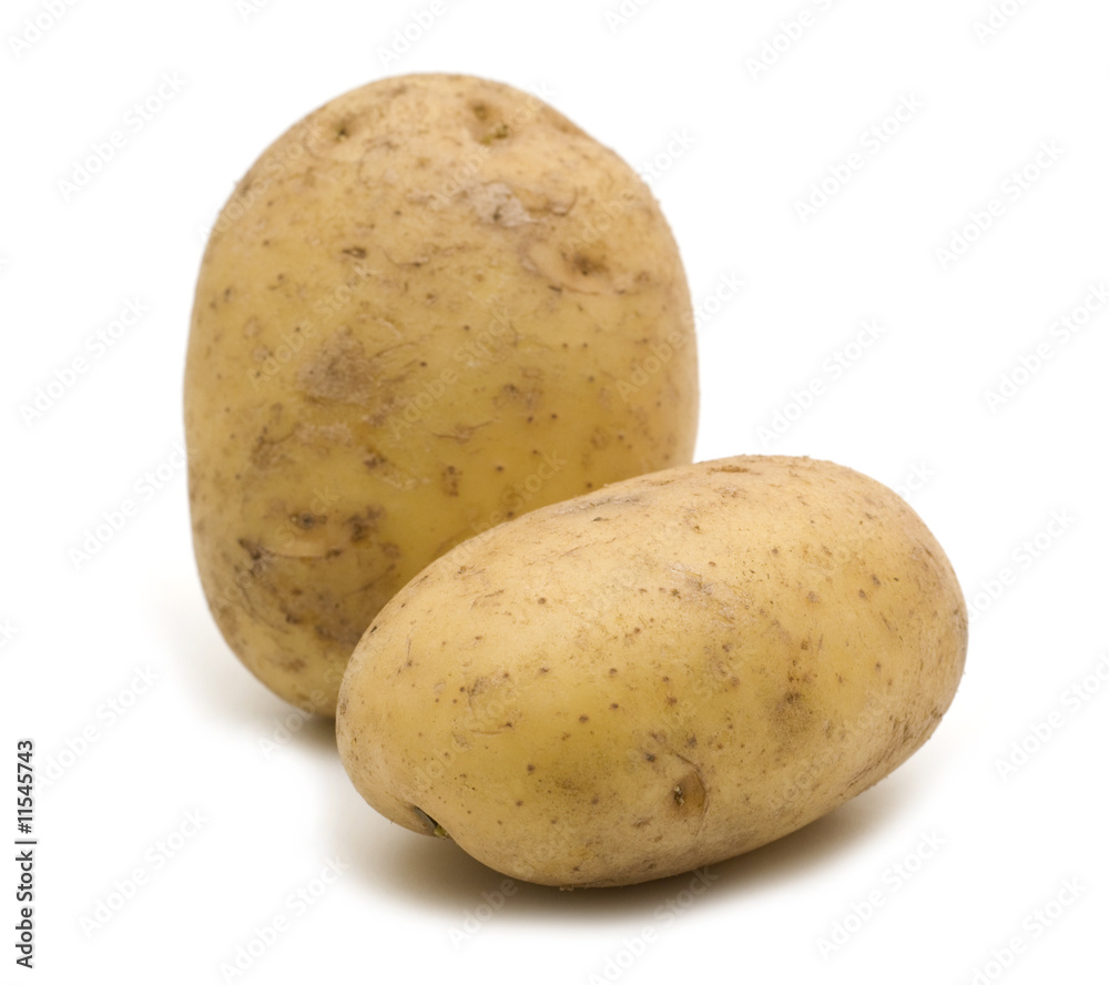raw potatoes on white background raw potatoes on white background