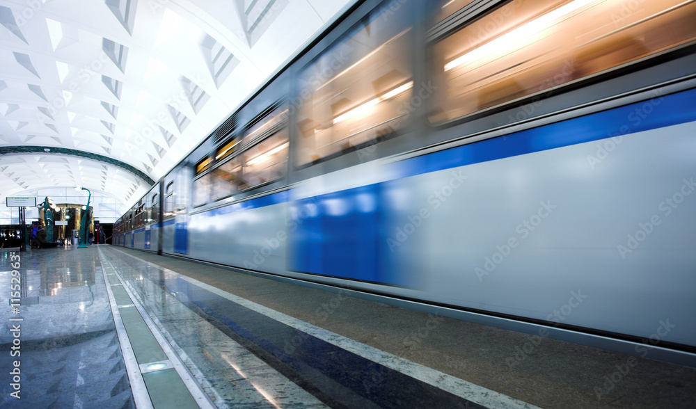 Train on underground station