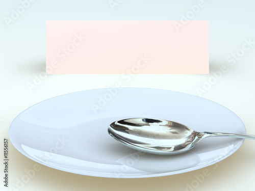 dish,spoon and memo