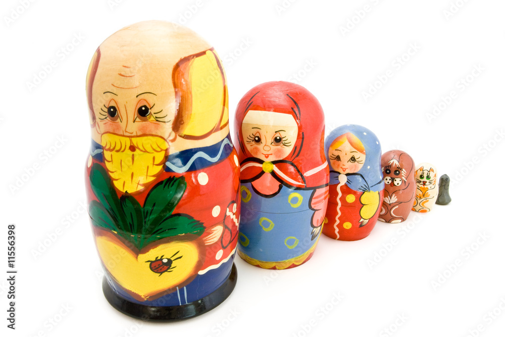 Fable styled matrioshka isolated on white Fable styled matrioshka isolated on white