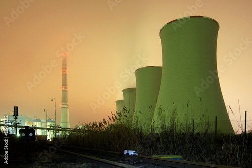 A power plant - night fog shot