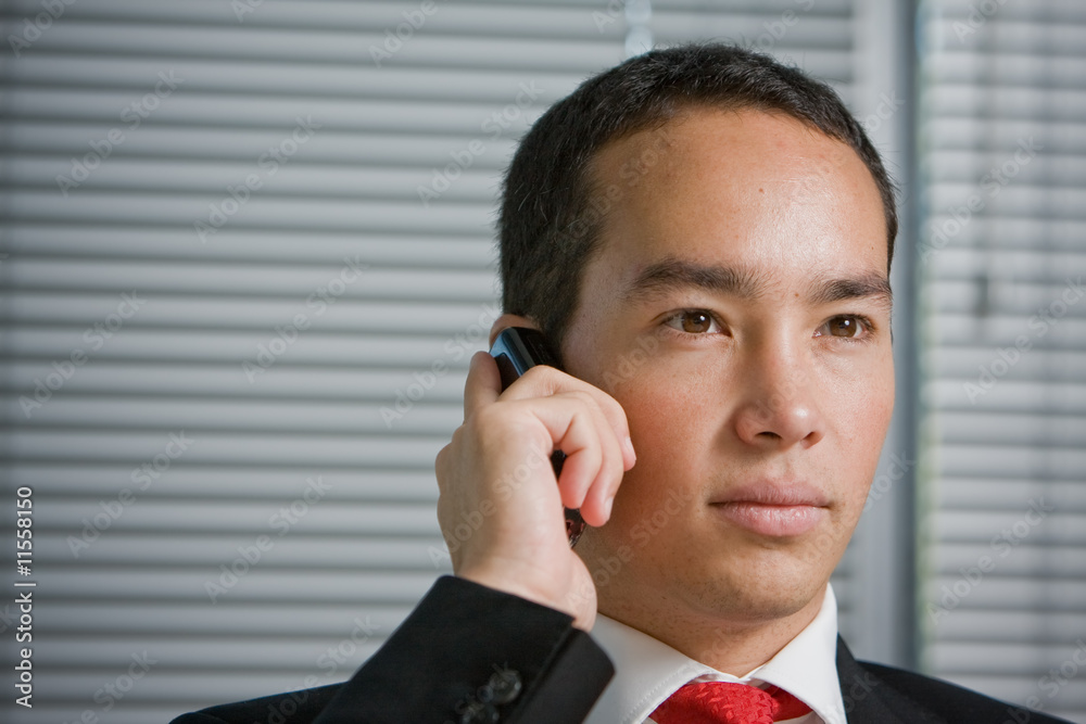 Business man with mobile hand cell phone Business man with mobile hand cell phone