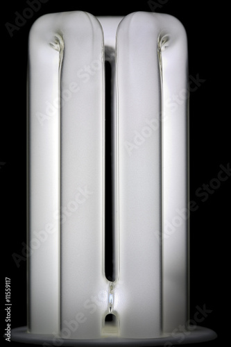 Section of glowing energy saving lightbulb