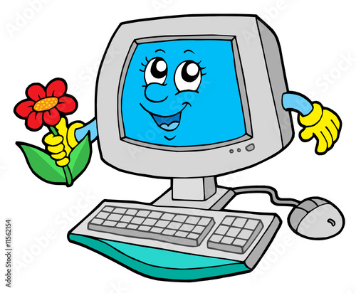 Cute computer with flower