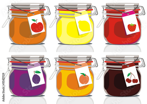 six jam jars