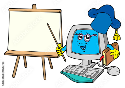 Computer teacher with table