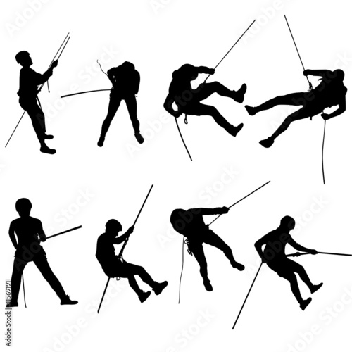 Rappelling silhouettes photo