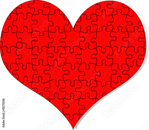 Vector illustration of red puzzle heart