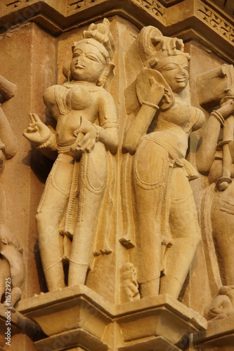 Hindu figures decorating an ancient Temple at Khajuraho