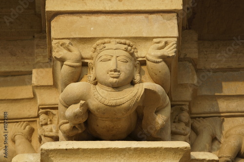 Hindu figure decorating an ancient Temple at Khajuraho