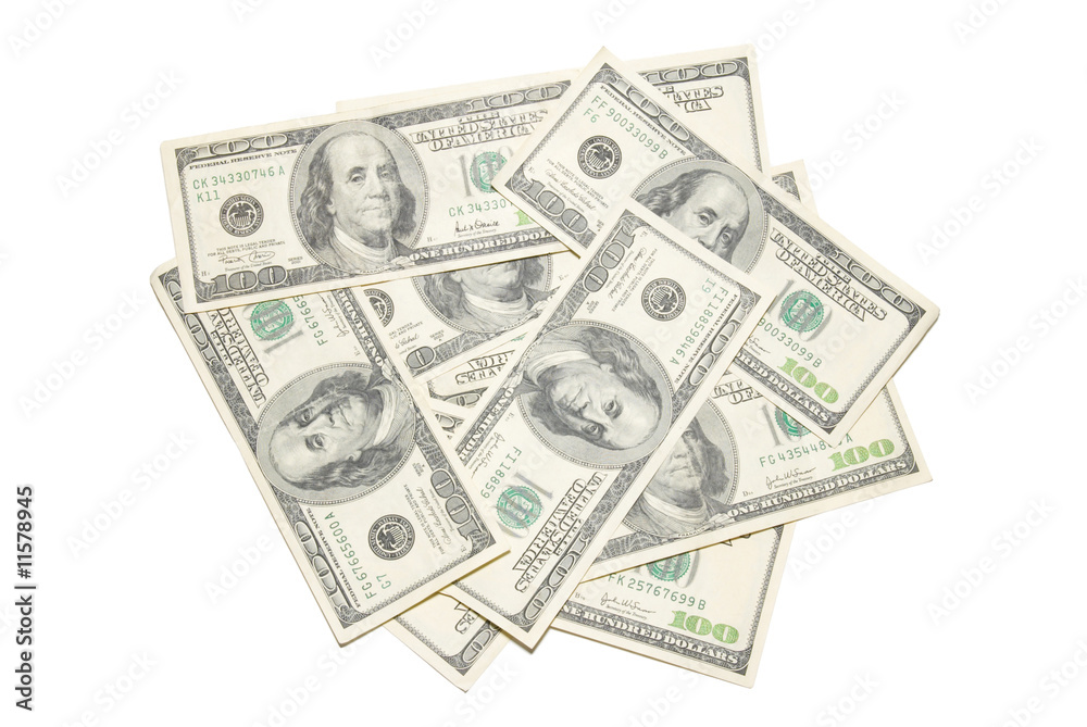 Stack american dollars isolated on white. Stack american dollars isolated on white.