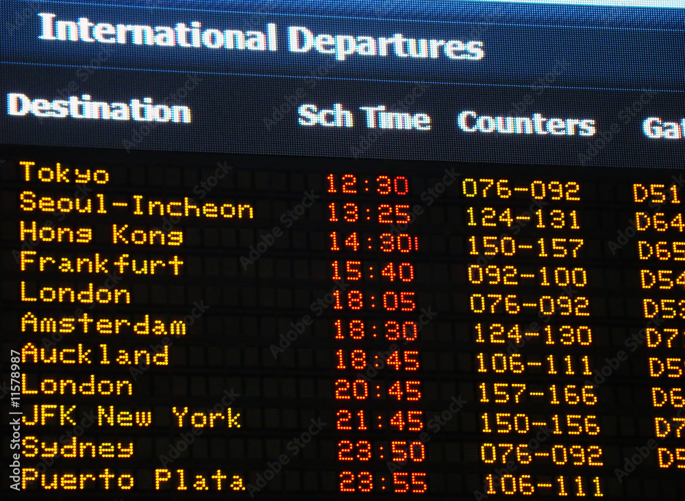 Fototapeta premium Airport information board, international departures.