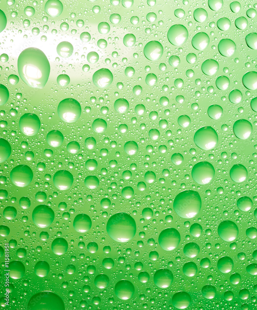 green water drops background.close up