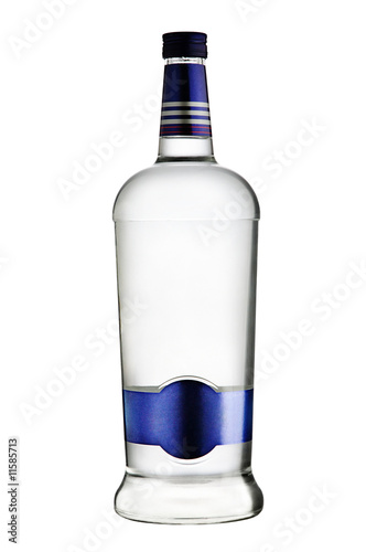 Photo bottle of vodka on white  background