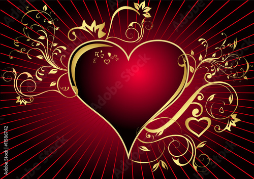 coeur rouge et or
