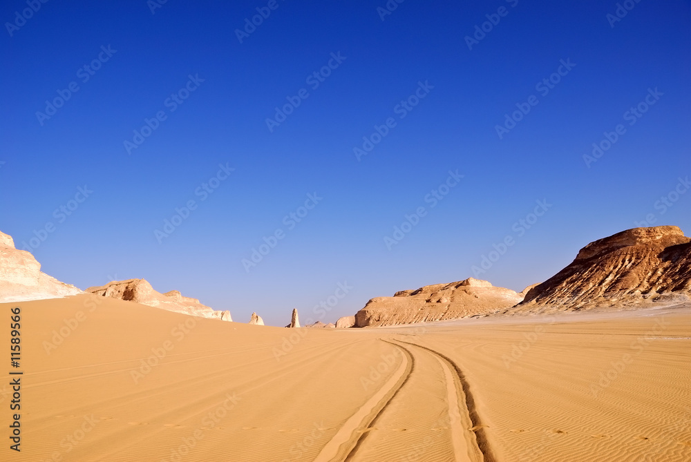 Sahara, the road in the desert