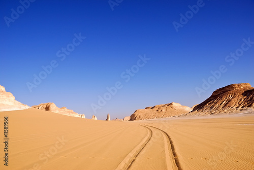 Sahara  the road in the desert