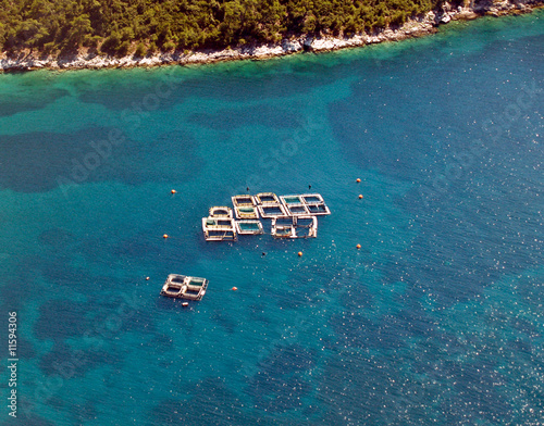 Sea fish farms, aerial view