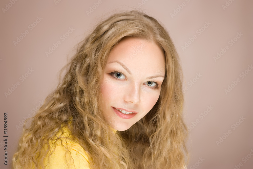 blond hair young woman portrait, studio shot blond hair young woman portrait, studio shot