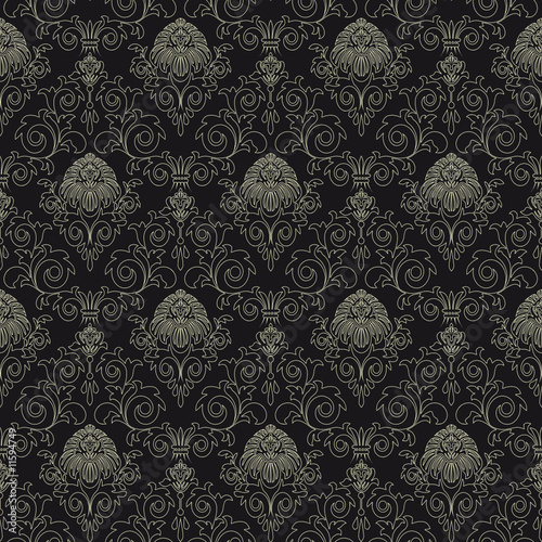 Seamless pattern from gold flowers and leaves