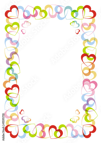 The valentine border with color multi-heart for card