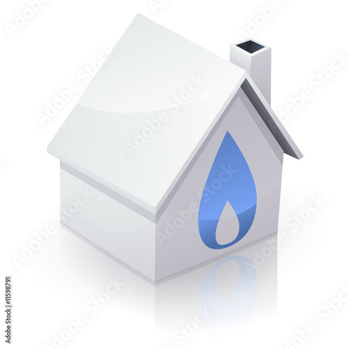 Maison blanche et gaz (reflet)