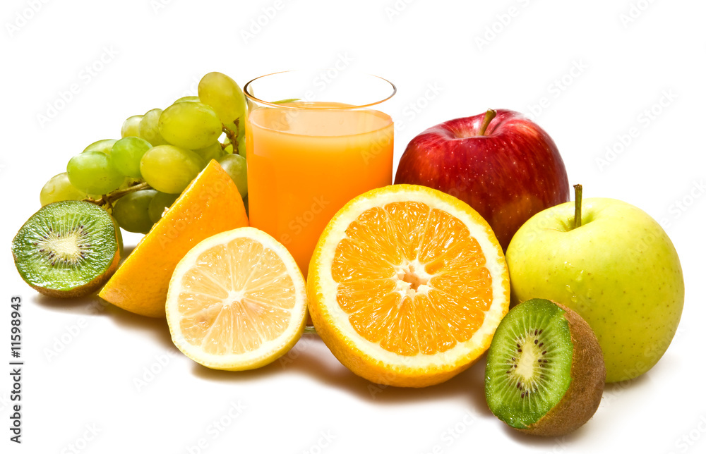 glass of exotic healthy smoothie with fruit.