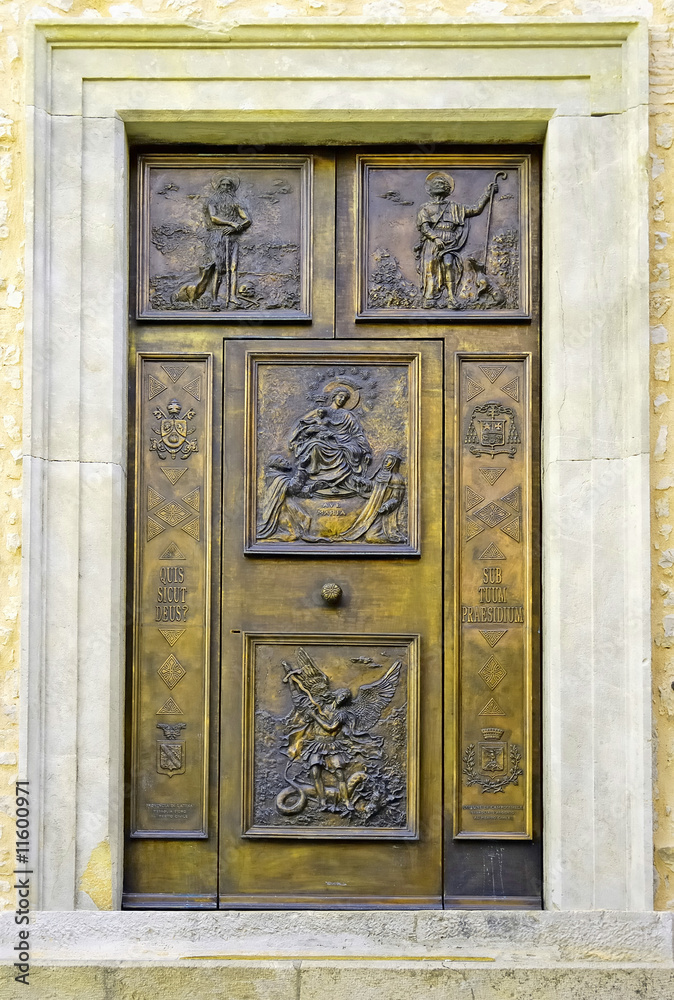 Church door in Campodimele Italy