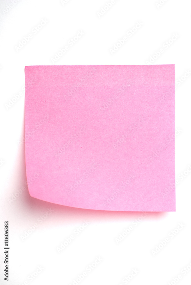 Pink post it note isolated on white Pink post it note isolated on white