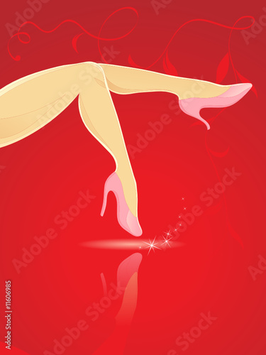 Sexy legs and high heels on a red hot background