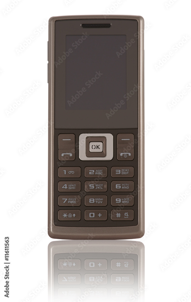 Front view on black elegance mobile phone on white background Front view on black elegance mobile phone on white background