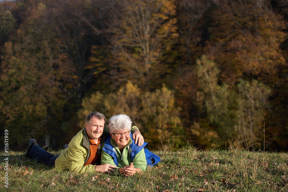 senior couple together in autum senior couple together in autum