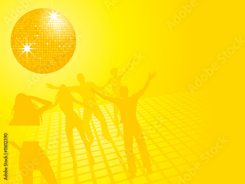 Abstract disco ball and dancers