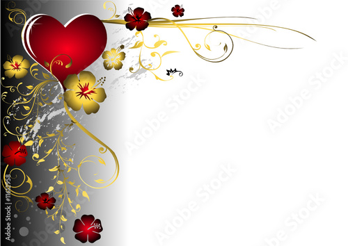 coeur rouge et or