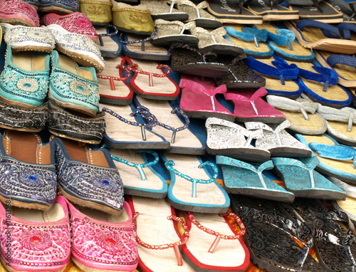 Colorful shoes in indian market