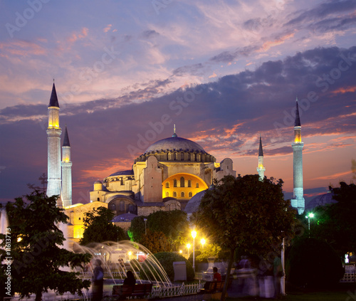 Hagia Sophia in Istanbul at evening