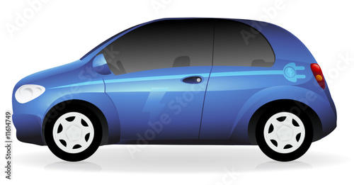 Voiture bleu électrique (reflet)