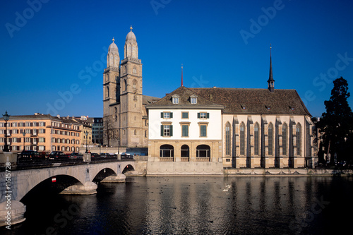 Grossmünster, Wasserkirche und Helmhaus. Zürich photo