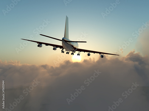 Plane In Flight Over Clouds 6