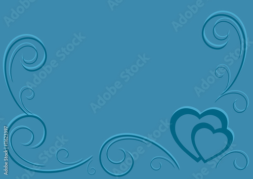 hearts and spiral on a dark blue background