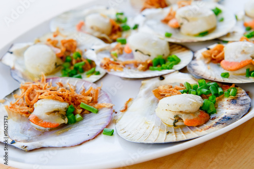 grilled scallops, shallow focus