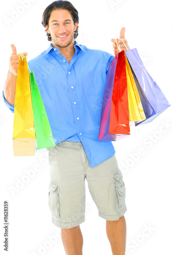 Happy Young Man Carrying Shopping Bag
