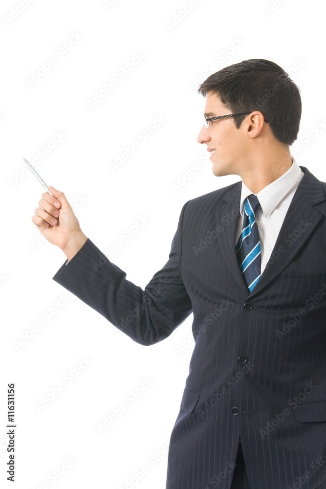 Young businessman or teacher at conference, isolated Young businessman or teacher at conference, isolated